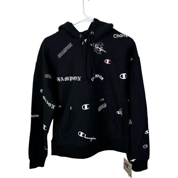 NEW Champion Reverse Weave Multi Font Logo Pullover Hoodie Size Medium - Picture 1 of 8